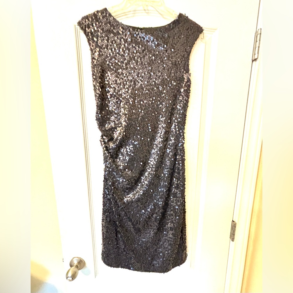 NWT David Meister dress 6 medium Sequin open back black dress cocktail LBD Vegas - Picture 14 of 16